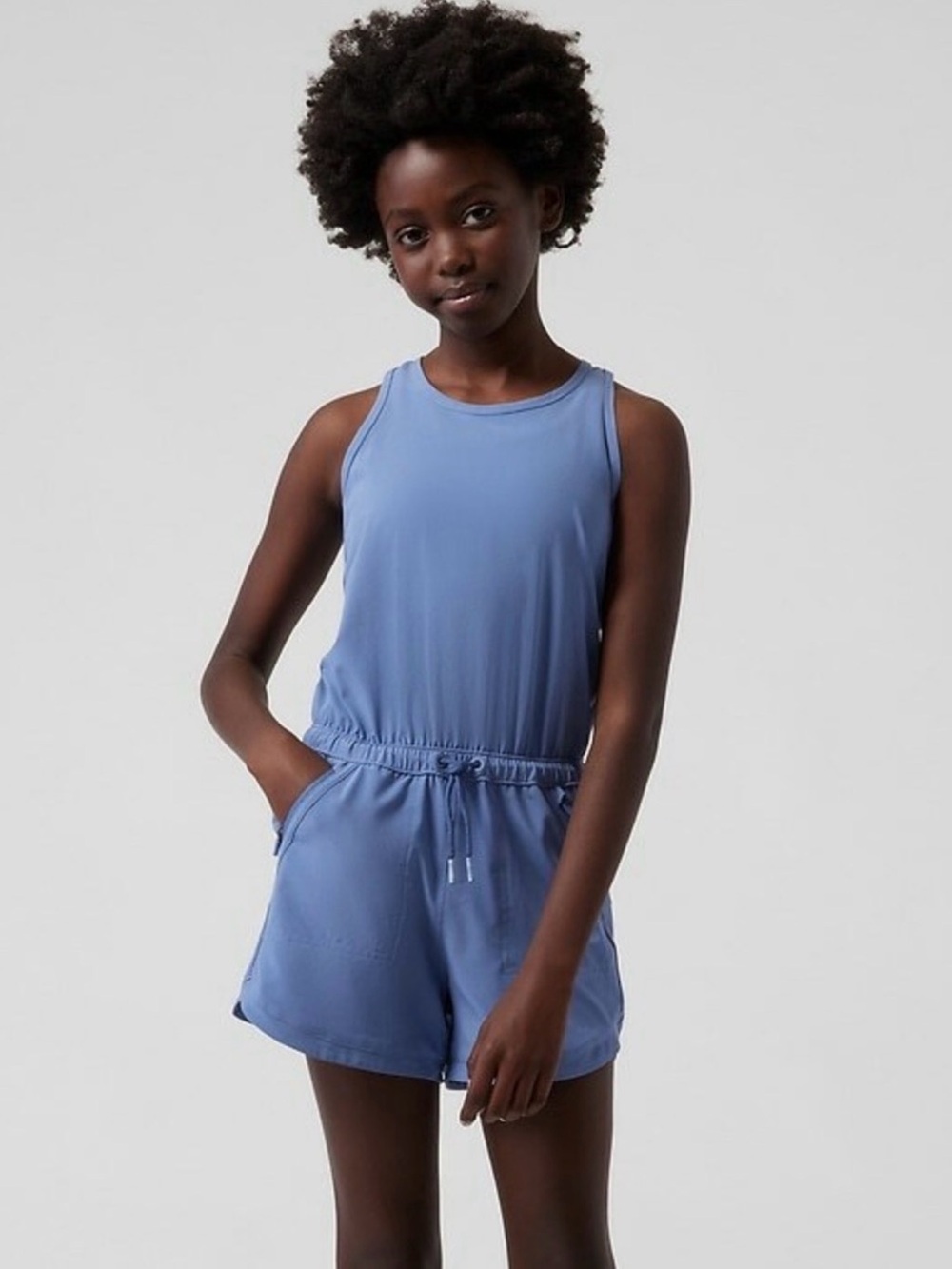 Athleta Girl On the Go Blue Sleeveless Athletic Romper